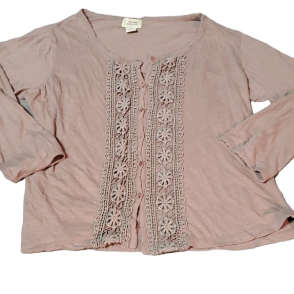 Xl taupe crochet detail top